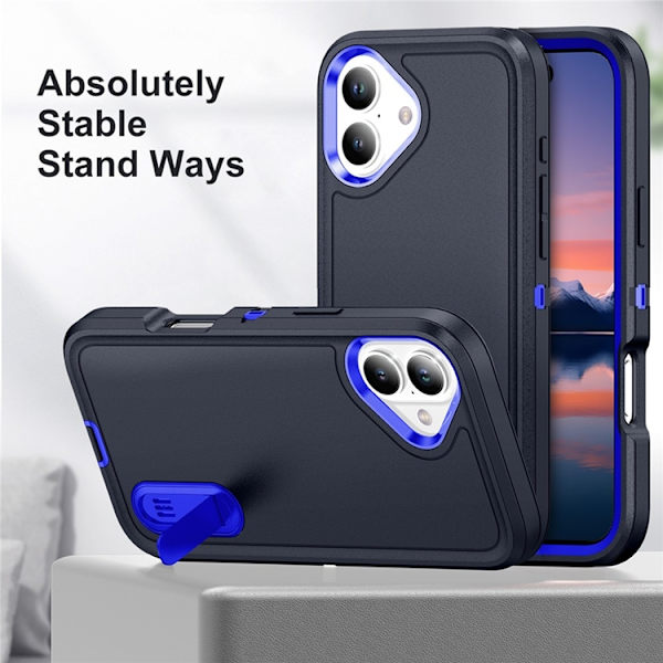 Mobilskal till iPhone 17 Kickstand Silikon - Mörkblå/Sapphire Blå