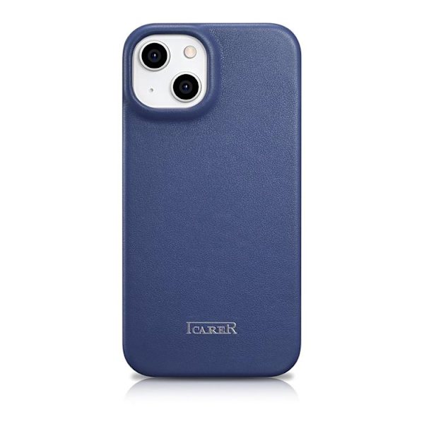 iCarer iPhone 14 Plus Plånboksfodral Magsafe CE Läder - Blå