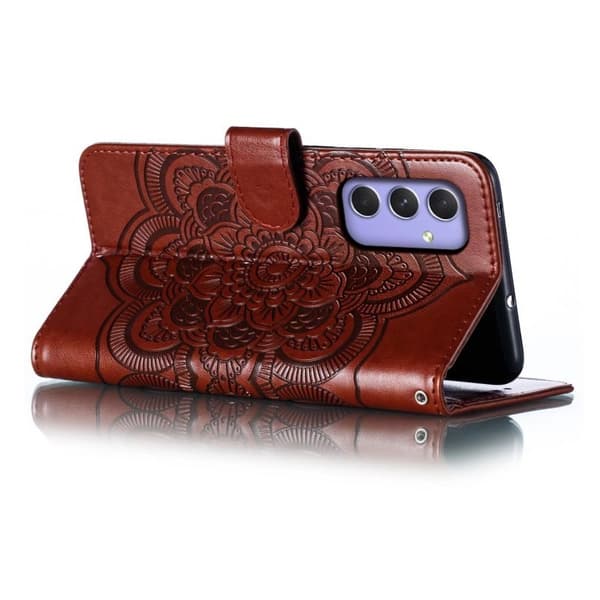 Samsung Galaxy S26 Plånboksfodral Konstläder Mandala Tryckt Design - Brun