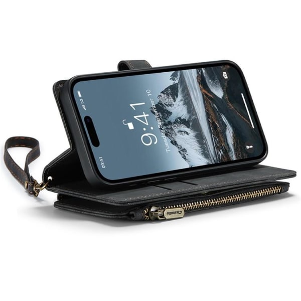 CASEME iPhone 15 Pro Max Plånboksfodral C30 Zipper - Svart