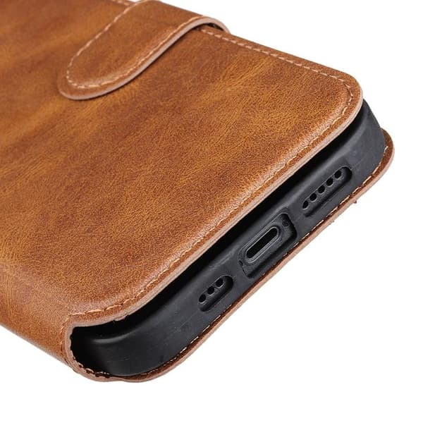 BOOM iPhone 14 Plus Plånboksfodral Calfskin - Brun Brun