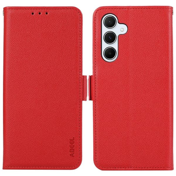 ABEEL Samsung Galaxy S23 FE Plånboksfodral Konstläder RFID-Skydd Röd