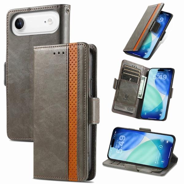 CASENEO iPhone Air Plånboksfodral Konstläder Ställ med RFID - Grå