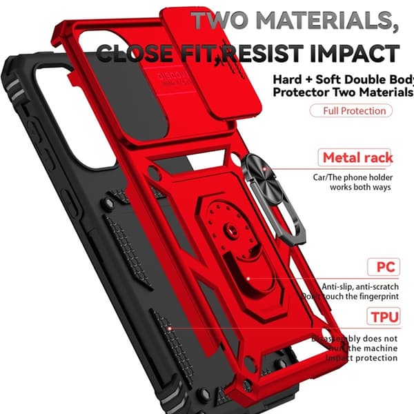 Mobilskal till Galaxy A36/A56 Kickstand PC + TPU - Röd Röd