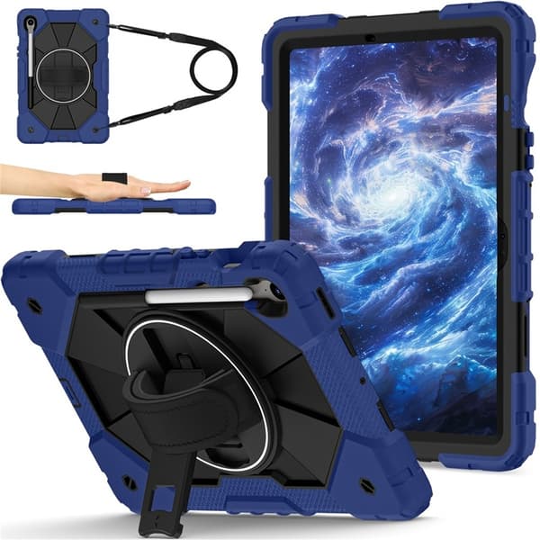 Mobilskal till Galaxy Tab S10 FE/S9 FE/S9 Kickstand med Rem - Blå Blå