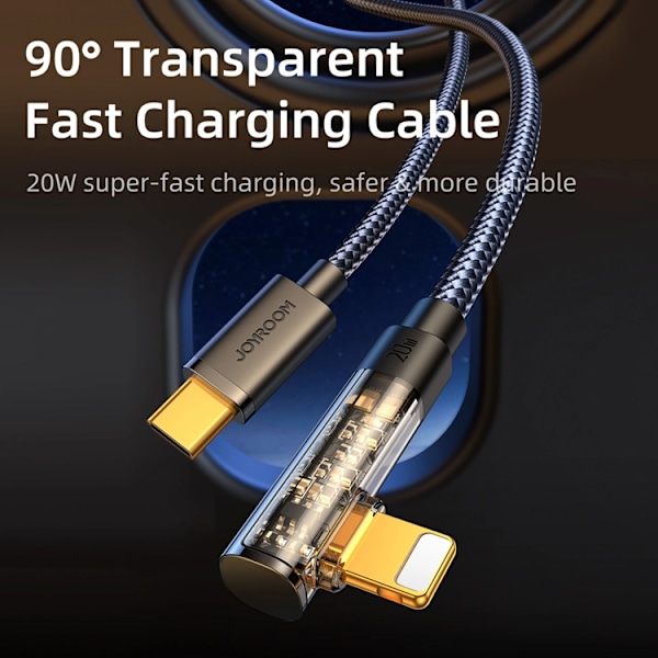 Joyroom Angled USB-C till Lightning kabel 20W 1.2m - Blå
