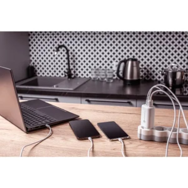Forcell Väggladdare 2x USB-C/USB-A 65W - Vit