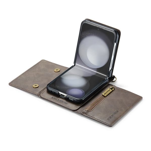 DG.MING Samsung Galaxy Z Flip5 Plånboksfodral Kickstand Brun