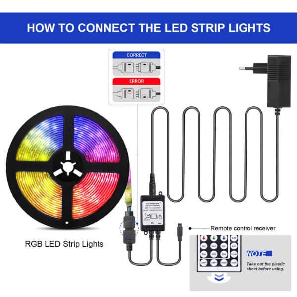 RGB LED-remsa - Ljusslinga - med fjärrkontroll - 5m