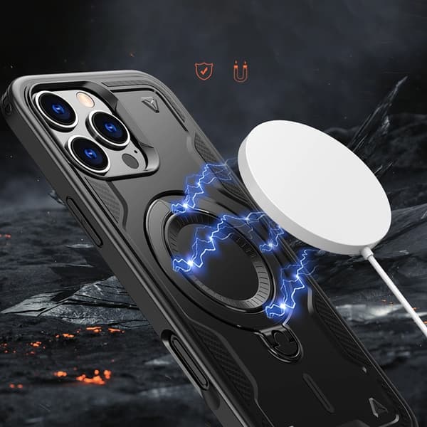 Telefontaske til iPhone 16 Pro MagSafe Hybrid Armor Trendy - Sort Black