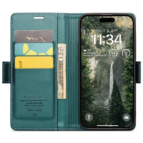 CASEME iPhone 16 Plus Plånboksfodral Konstläder RFID-Skydd Grön
