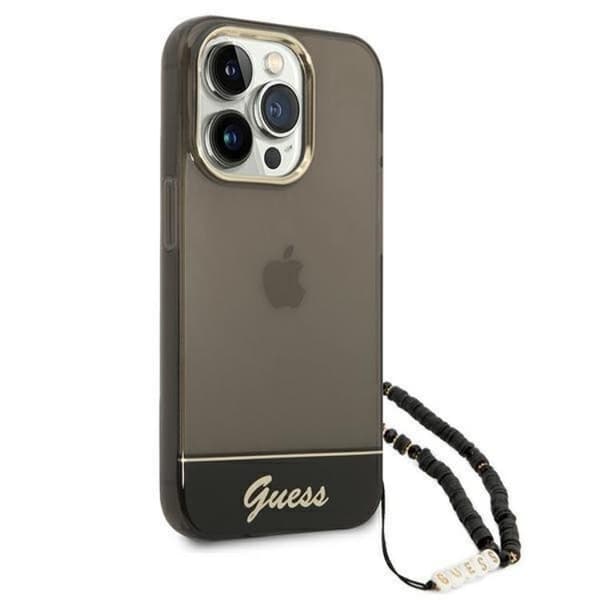 GUESS iPhone 14 Pro Max Skal Translucent Pearl Strap - Svart Svart