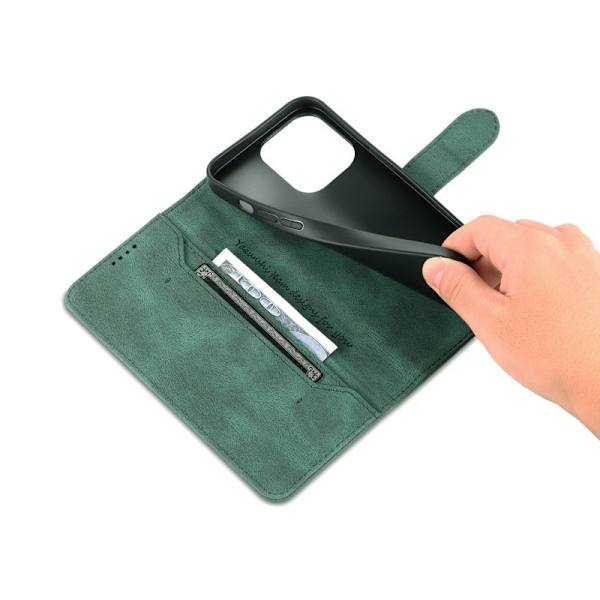 AZNS iPhone 14 Pro Plånboksfodral i Konstläder - Grön
