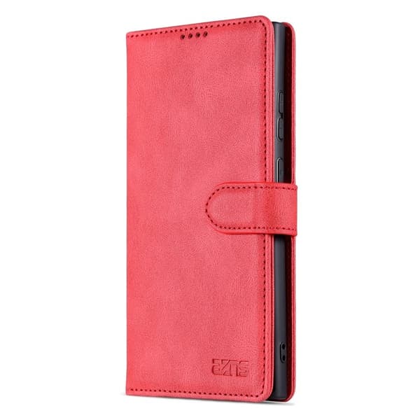 AZNS Samsung Galaxy S23 Ultra Plånboksfodral Konstläder - Röd