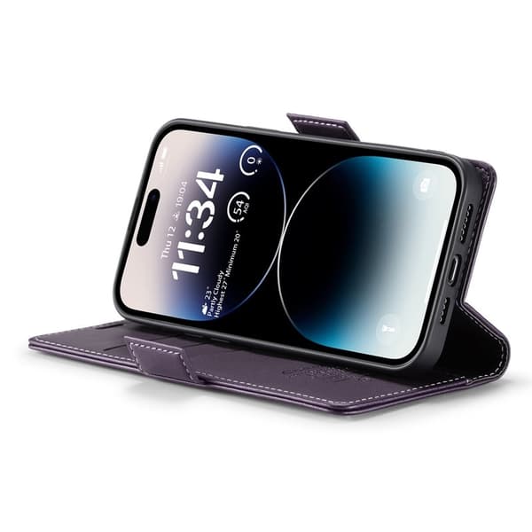 CASEME iPhone 14 Pro Plånboksfodral Konstläder RFID-Skydd Lila
