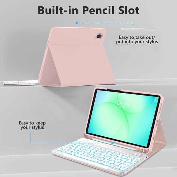 Tech-Protect Galaxy Tab A9+ Fodral med Engelskt Tangentbord - Rosa Rosa