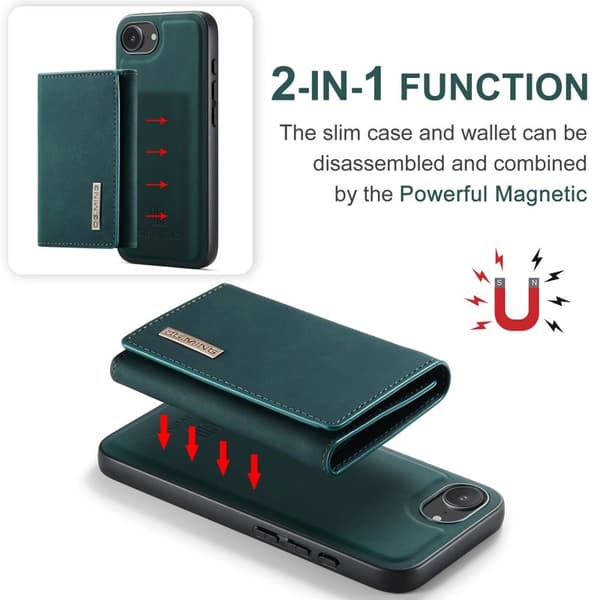 DG.MING Serie Mobilskal till iPhone 16e med Kickstand och Plånboksfodral Grön
