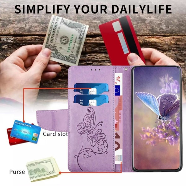 Butterflies iPhone 12 Pro Max Wallet Cover - Lilla