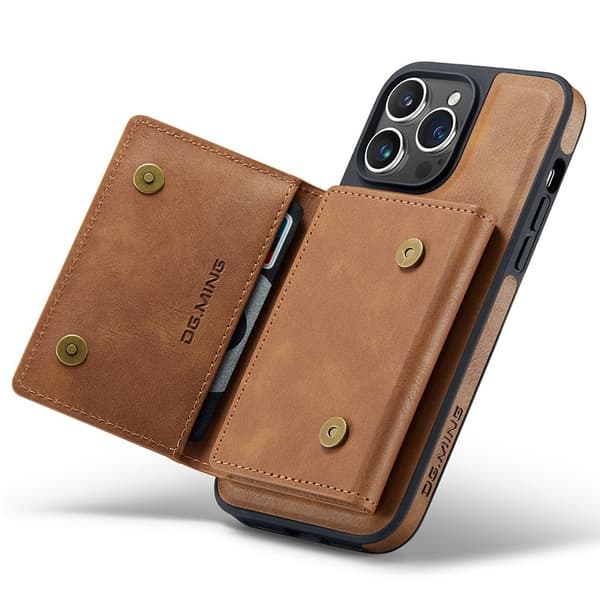 DG.MING M5 Series Mobilskal till iPhone 13 Pro Magnetiskt Plånboksfodral Brun