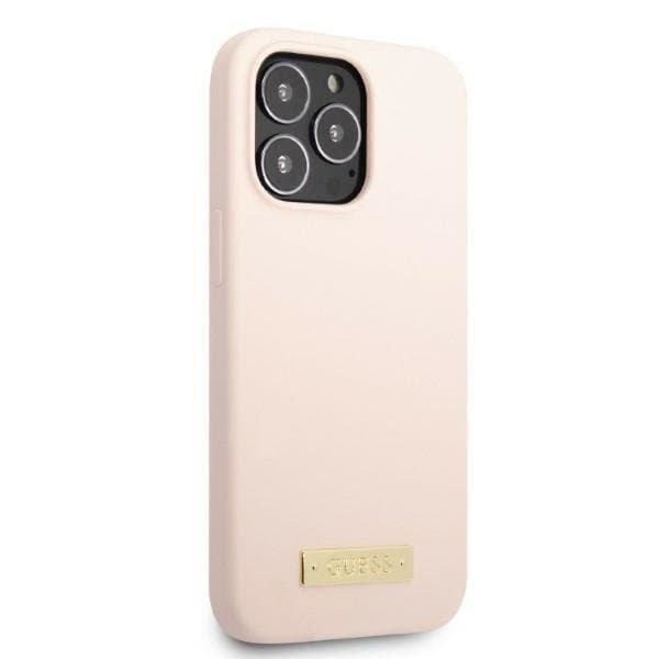 Guess iPhone 13 Pro Max Skal MagSafe Silicone Logo Plate - Rosa Rosa