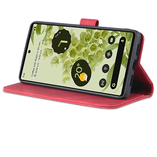 AZNS Google Pixel 6 Plånboksfodral TPU+Konstläder - Röd