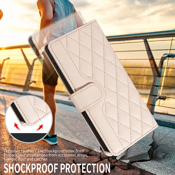 OnePlus 15 5G Plånboksfodral Rhombus Konstläder Beige
