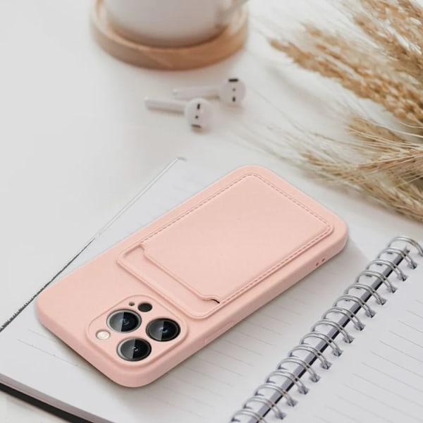 iPhone 15 Plus Mobilskal Korthållare - Rosa