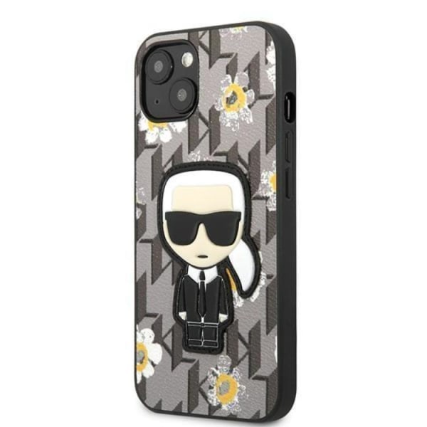 Karl Lagerfeld iPhone 13 mini -kotelo Flower Ikonik Karl - Harmaa