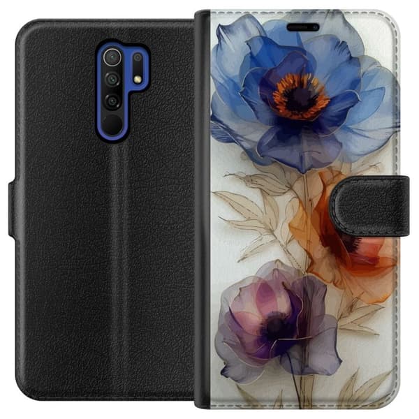 Plånboksfodral till Xiaomi Redmi 9 med Silkesblommor