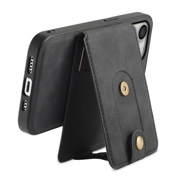 DENIOR D14 Mobilskal till iPhone 16 Pro Max Läder + PC + TPU - Svart