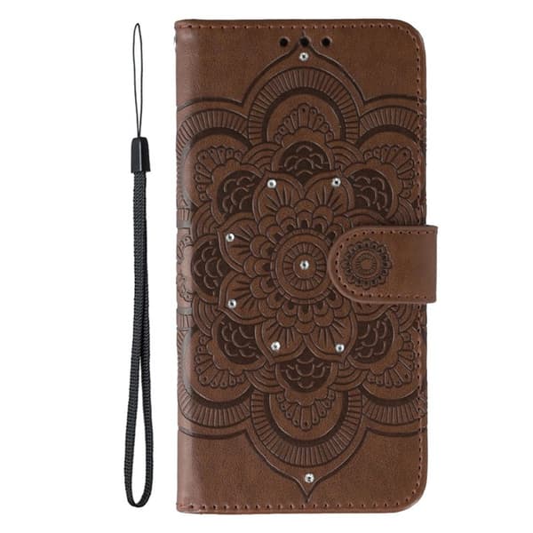 Samsung Galaxy S26 Plus Skal Konstläder Mandala Tryck - Brun