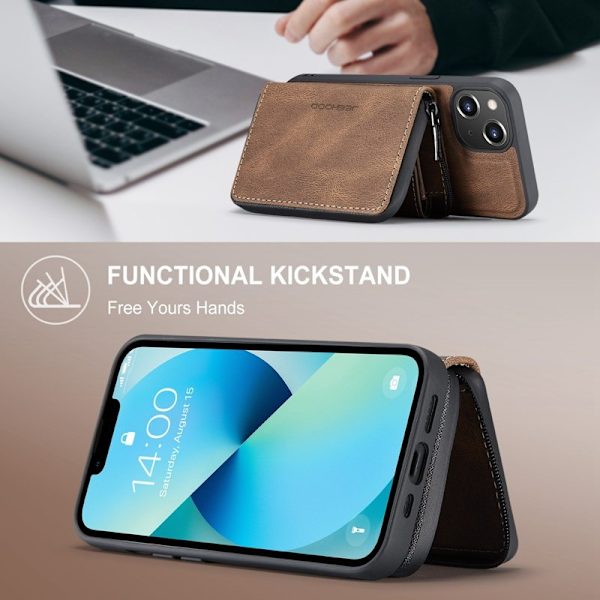 JEEHOOD Mobilskal till iPhone 14 Plus Shockproof KonstLäder Brun