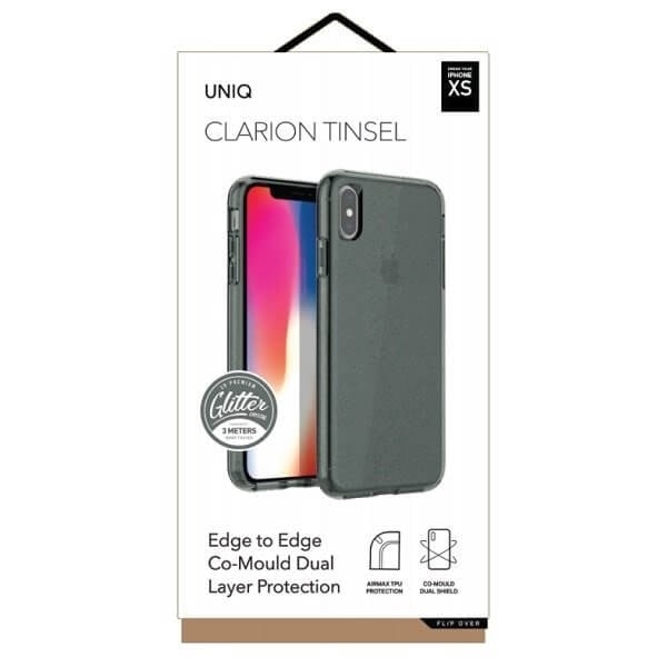 UNIQ Clarion Tinsel skal iPhone X/Xs Ångrök