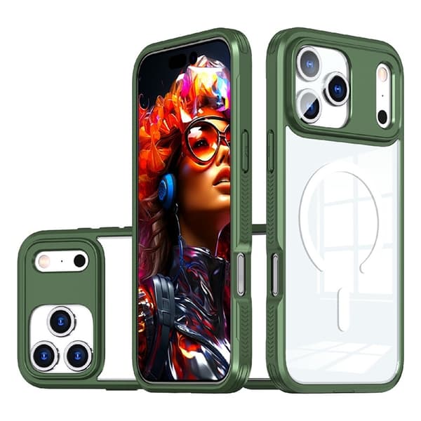 Mobilskal till iPhone 17 Pro MagSafe TPU + PC Clear - Olivgrön Grön