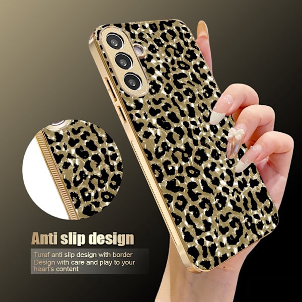Mobilskal för Samsung Galaxy S26 Plus Leopardmönster PC + TPU - Guld