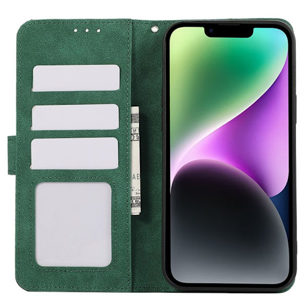 ABEEL iPhone 14 Plus Plånboksfodral KonstLäder RFID-Skydd Grön