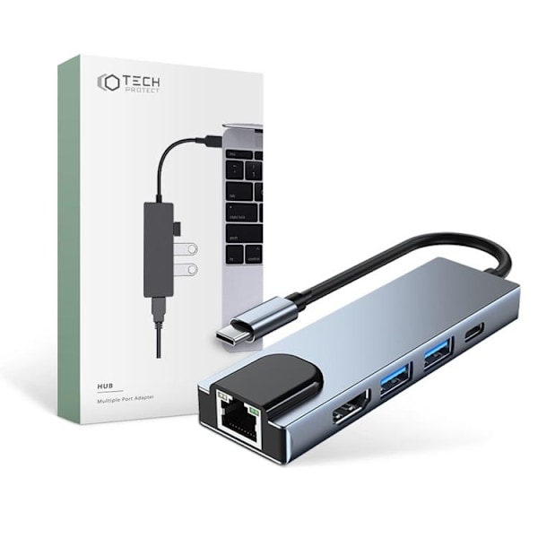 Tech-Protect V3-Hub Adapter 5in1 - Grå grå