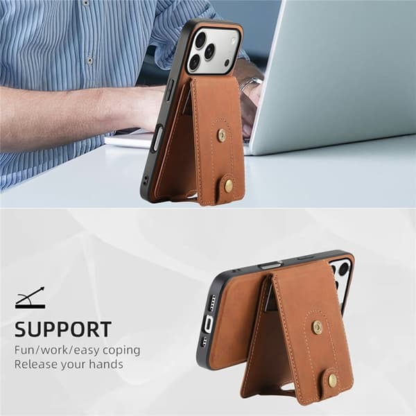 DENIOR Mobilskal till iPhone 17 Pro Max MagSafe Detachable Korthållare D14 Brun