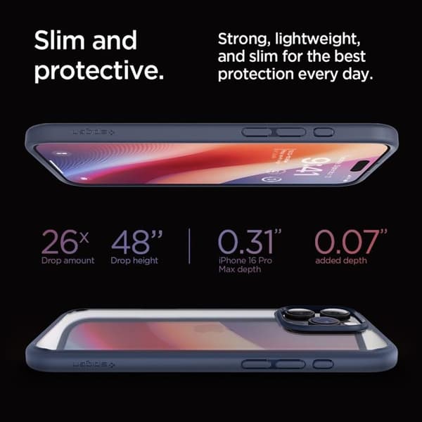 Spigen Telefontaske til iPhone 16 Pro Max Ultra Hybrid - Marineblå Blå