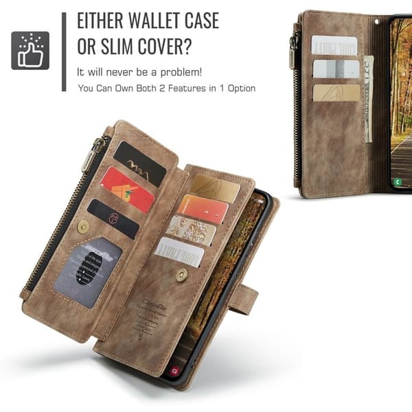 CASEME Konstläder Plånboksfodral för Samsung Galaxy S25 Edge - Brun