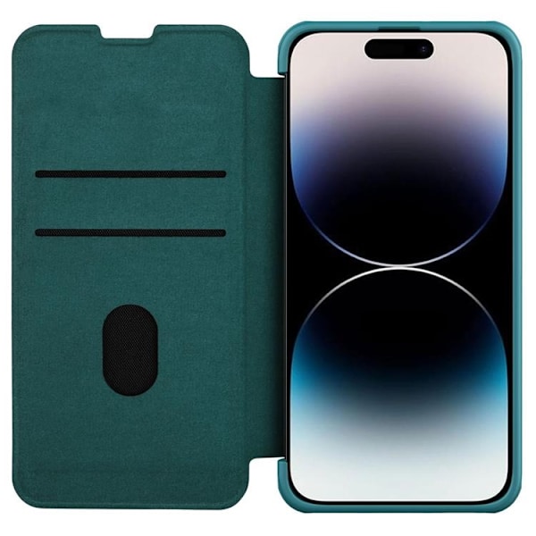 Nillkin iPhone 14 Plus Pungetui Qin Pro Læder Plain - Exuberant Grøn Grön