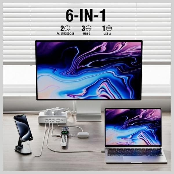 4smarts Grenlist 6-i-1 65W GaN - Vit