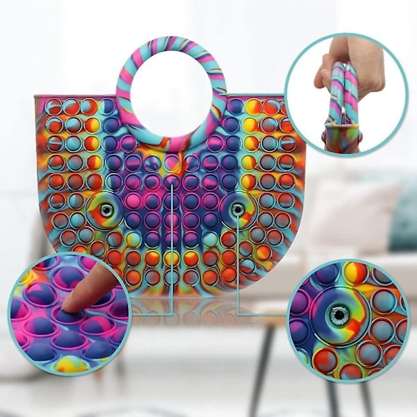 MEGA Handväska - Pop it Fidget Toy, leksak, Stress Relief Toy - Flerfärgad