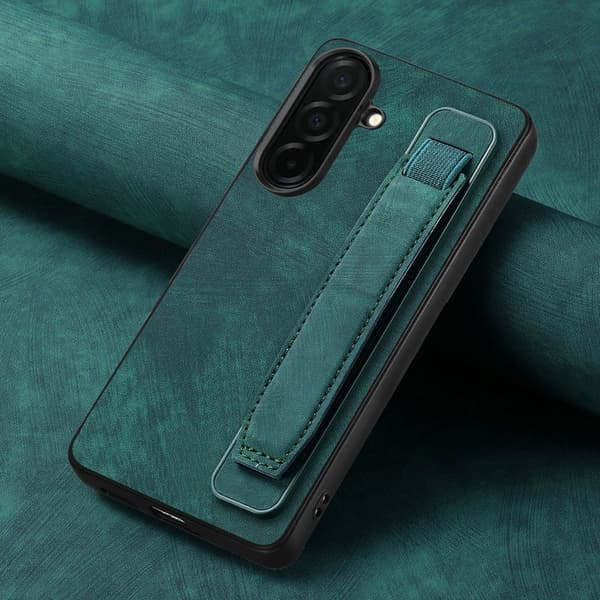 Mobilskal för Samsung Galaxy S26 Plus Kickstand Konstläder + TPU - Grön