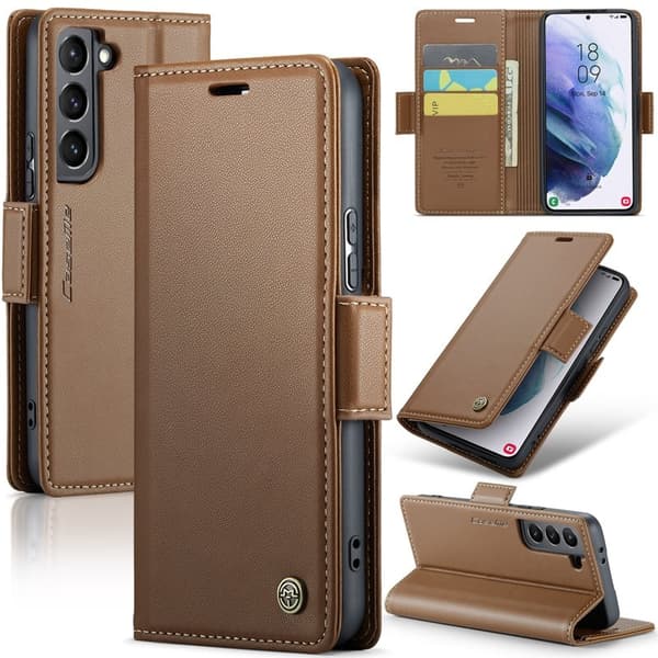 CASEME Plånboksfodral Konstläder för Samsung Galaxy S21+ 5G - Brun