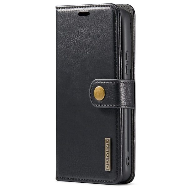 DG.MING Split Leather Äkta Läder Plånboksfodral för Samsung Galaxy S22+ - Svart