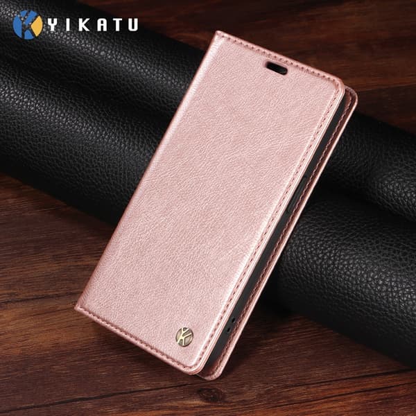 YIKATU Galaxy S26/S26 Pro Plånboksfodral Litchi Konstläder - Rosa Rosa