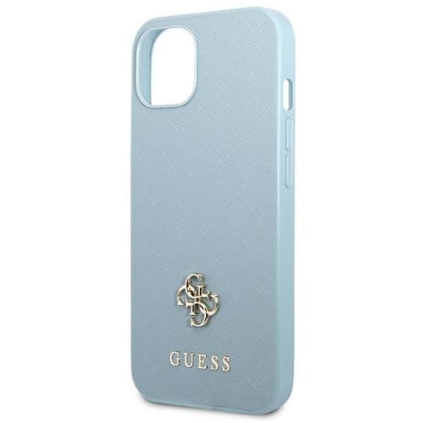 Guess iPhone 13 Mobilskal Saffiano 4G Small Metal Logo - Blå
