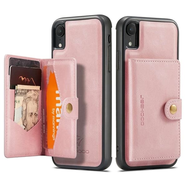 JEEHOOD iPhone XR Konstläder Plånboksfodral med Kickstand i Roséguld