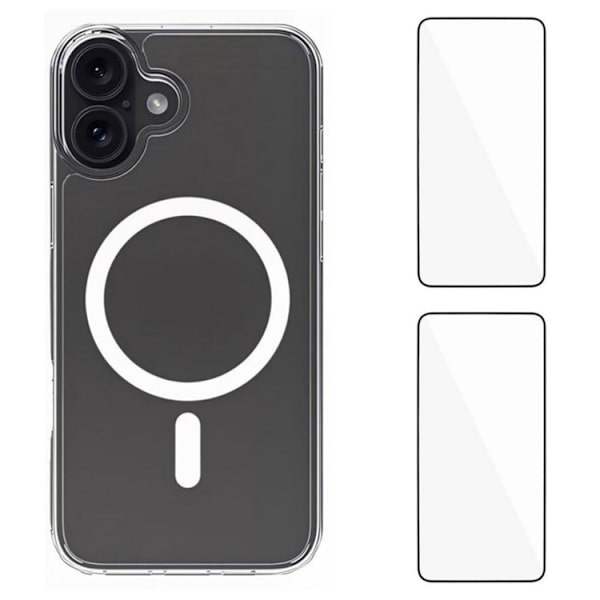WANLONFENG Mobilskal till iPhone 17 MagSafe + [2-Pack] Härdat glas Transparent